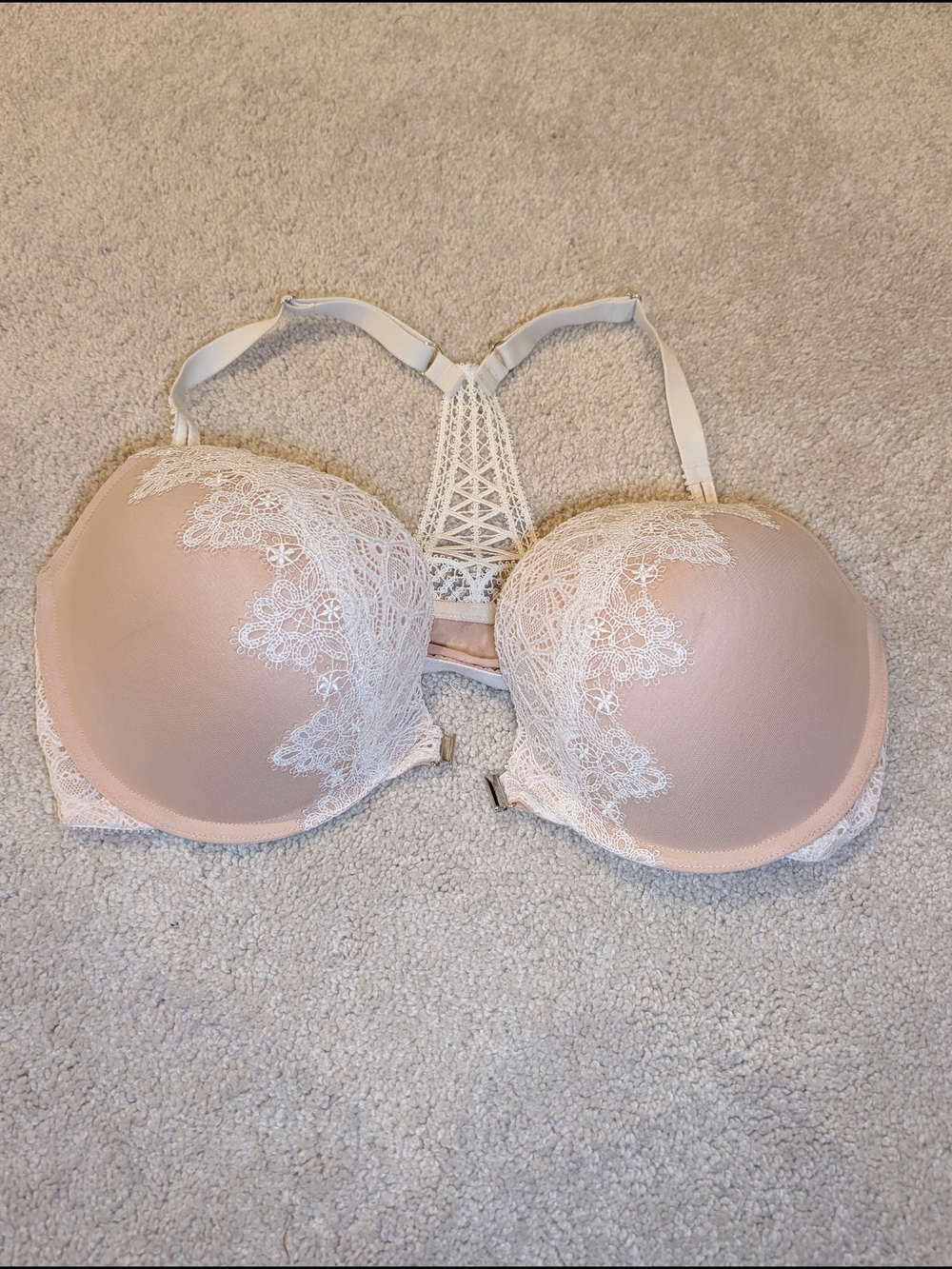 Victoria's Secret Dream Angels Push Up Nude And Lace Racerback Bra, 36DD